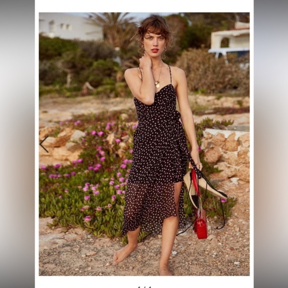 The Kooples Womens Maxi Dress In A Polka Dot Print, Black/Pink - Picture 1 of 9